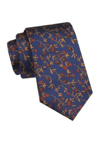 Elegancki Krawat Męski Angelo di Monti - Ciemnoniebieski, Motyw Kwiatowy. Kolor: niebieski. Materiał: tkanina. Wzór: kwiaty. Styl: elegancki #1