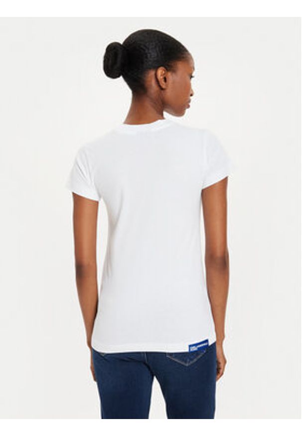 Karl Lagerfeld Jeans T-Shirt 241J1700 Biały Slim Fit. Kolor: biały. Materiał: bawełna