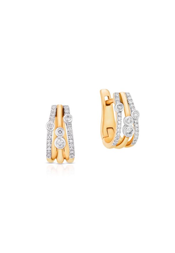 W.KRUK Wspaniałe Kolczyki Złote - złoto 585, Brylant 0,25ct - ZCG/KB+902K. Materiał: złote. Kolor: złoty. Kamień szlachetny: brylant