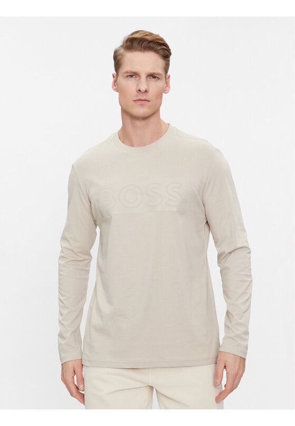 BOSS - Boss Longsleeve Togn 1 50506345 Beżowy Regular Fit. Kolor: beżowy. Materiał: bawełna. Długość rękawa: długi rękaw