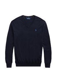Polo Ralph Lauren Sweter Ls Sf Vn Pp 710670789004 Granatowy Slim Fit. Typ kołnierza: polo. Kolor: niebieski. Materiał: bawełna