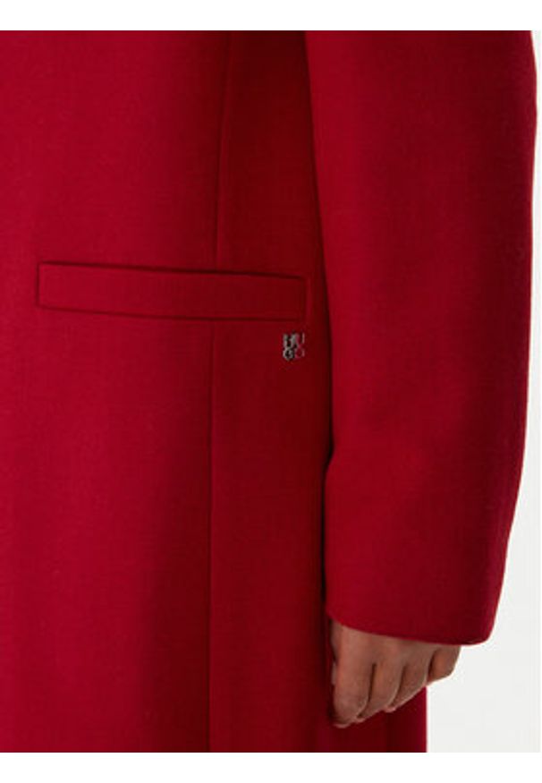Hugo - HUGO Płaszcz wełniany Mojeni 50547691 Czerwony Relaxed Fit. Kolor: czerwony. Materiał: wełna