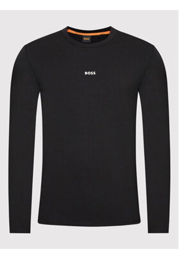 BOSS - Boss Longsleeve Tchark 50473286 Czarny Regular Fit. Kolor: czarny. Materiał: bawełna. Długość rękawa: długi rękaw