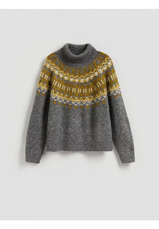 Reserved - Sweter z domieszką wełny - wielobarwny. Materiał: wełna