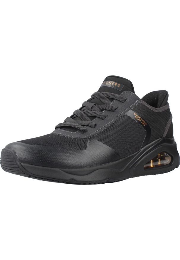 skechers - Kapcie SKECHERS TRES AIR UNO Czarny. Kolor: czarny. Materiał: syntetyk, tkanina