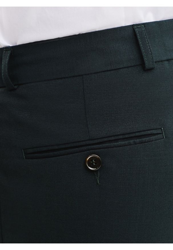 Pako Lorente - PAKO LORENTE – Wełniane spodnie garniturowe w kolorze zielonym. Okazja: na spotkanie biznesowe. Kolor: zielony. Materiał: wełna. Styl: elegancki, biznesowy