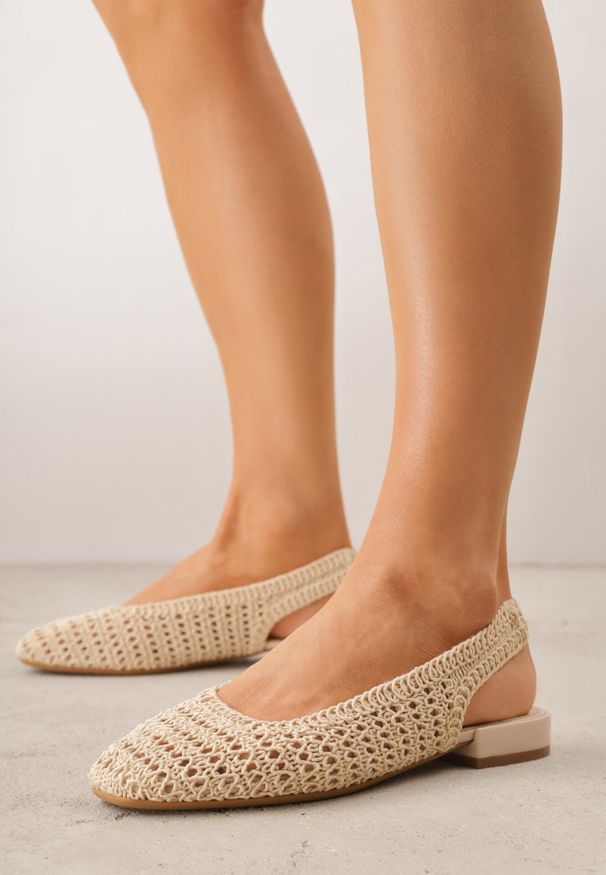 Born2be - Beżowe Szydełkowe Balerinki VICES z Odkrytą Piętą Jilryss. Okazja: na co dzień. Zapięcie: bez zapięcia. Kolor: beżowy. Materiał: len. Styl: boho, casual, elegancki