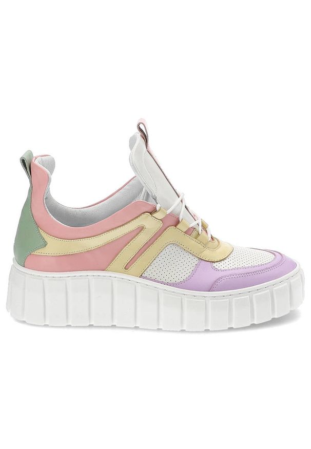 Kolorowe Sneakersy Armodo Modne Buty Damskie. Materiał: skóra. Szerokość cholewki: normalna. Wzór: kolorowy. Sezon: lato, wiosna. Styl: elegancki