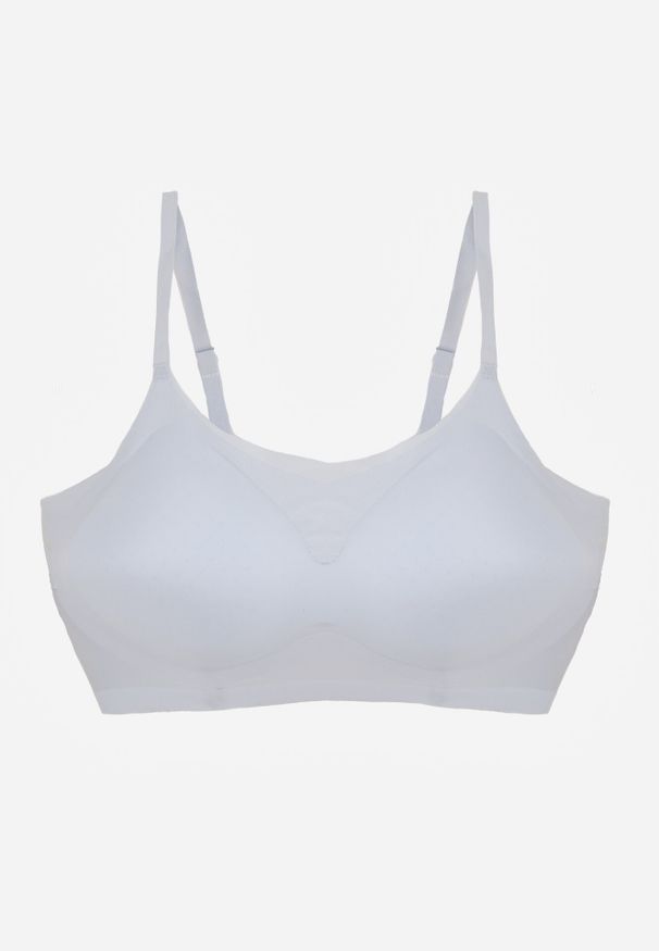 Born2be - Niebieski Bezszwowy Biustonosz Bez Fiszbin z Usztywnianymi Miseczkami Leavessa. Kolor: niebieski. Materiał: tkanina