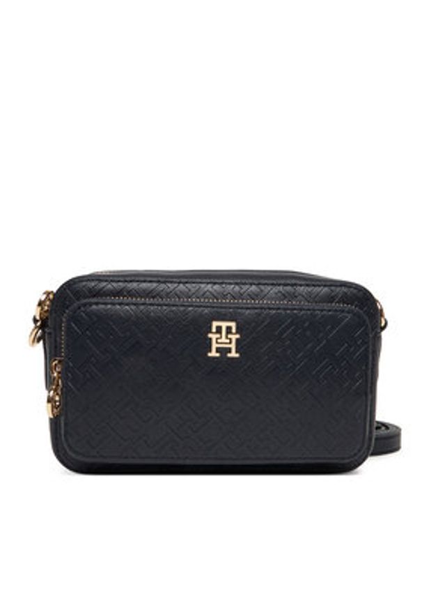 TOMMY HILFIGER - Tommy Hilfiger Torebka Th Icon Camera Bag Mono AW0AW18121 Granatowy. Kolor: niebieski. Materiał: skórzane