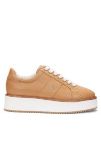 Lauren Ralph Lauren Sneakersy Amelia 802943023001 Brązowy. Kolor: brązowy. Materiał: skóra