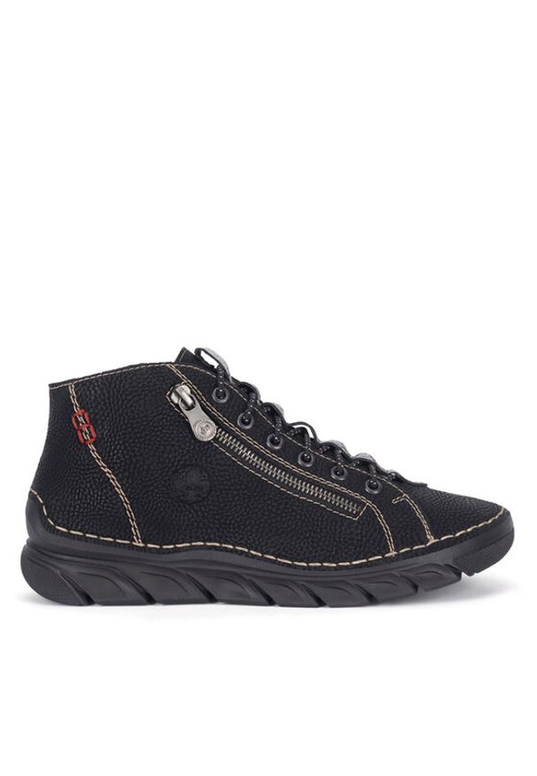 Rieker Botki 55048-00 Czarny. Kolor: czarny. Materiał: skóra