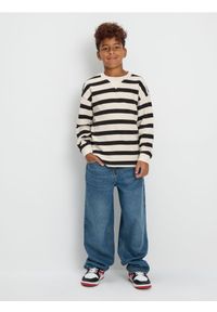 Sinsay - Jeansy baggy z efektem sprania - granatowy. Kolor: niebieski