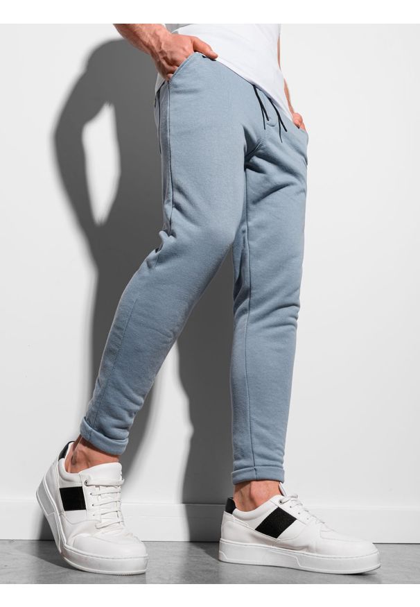 Ombre Clothing - Spodnie męskie dresowe P949 - błękitne - XXL. Kolor: niebieski. Materiał: dresówka. Styl: klasyczny