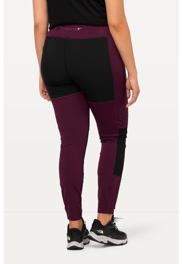 ULLA POPKEN - Damskie Legginsy turystyczne kieszeń na zamek błyskawiczny wysoka talia. Kolekcja: plus size. Kolor: fioletowy, różowy, wielokolorowy. Materiał: elastan, poliester, materiał. Sport: turystyka piesza