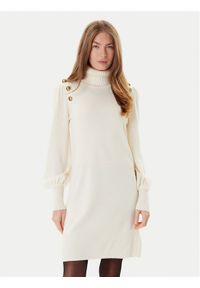 Luisa Spagnoli Sukienka dzianinowa Moduno 100056 Beżowy Regular Fit. Kolor: beżowy. Materiał: wełna
