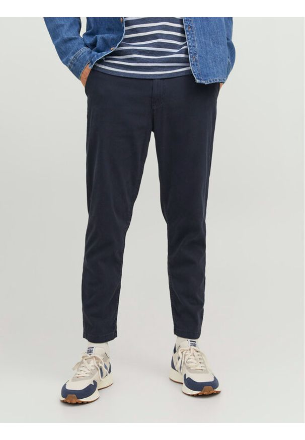 Jack & Jones - Jack&Jones Chinosy Harlow 12242188 Granatowy Tapered Fit. Kolor: niebieski. Materiał: bawełna