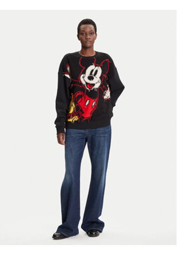 Desigual Bluza Hello Mickey 25WWSK14 Czarny Regular Fit. Kolor: czarny. Materiał: bawełna
