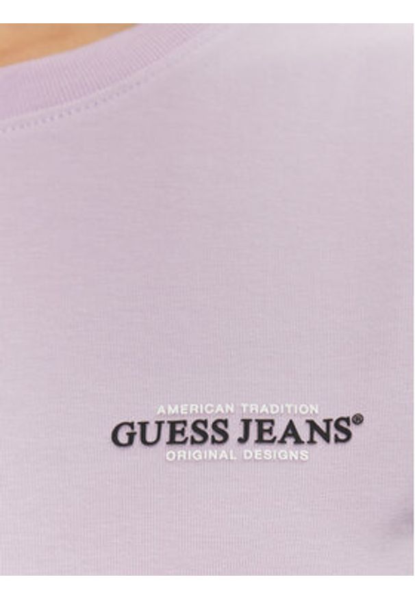 Guess Jeans T-Shirt W4YI02 J1314 Fioletowy Slim Fit. Kolor: fioletowy. Materiał: bawełna