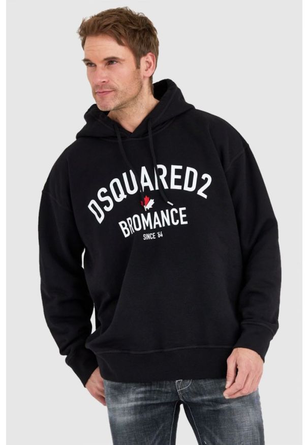 DSQUARED2 Czarna bluza męska bromance slouch hoodie, Rozmiar M. Kolor: czarny