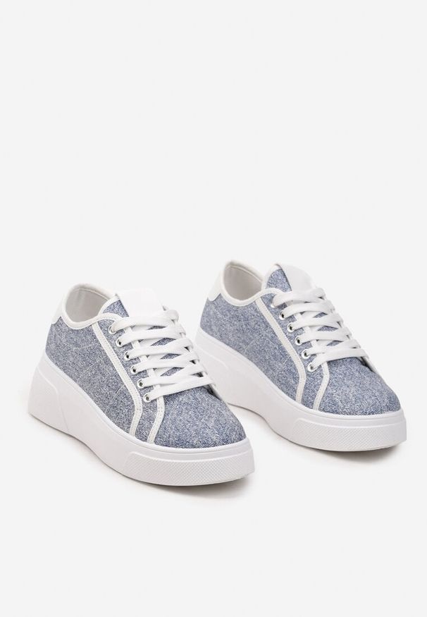 Born2be - Niebieskie Sneakersy na Grubej Podeszwie ze Sznurowaniem Dimetta. Okazja: na co dzień. Zapięcie: sznurówki. Kolor: niebieski