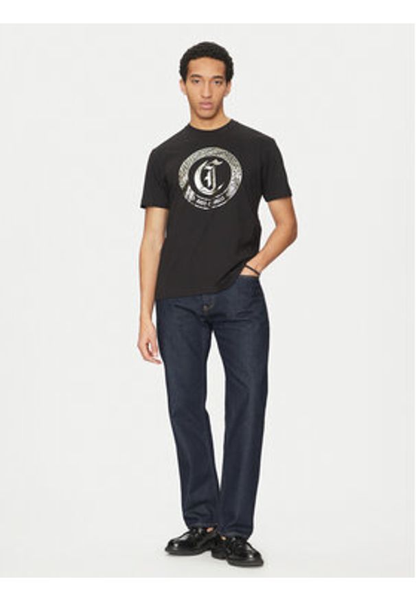 Just Cavalli T-Shirt 78OAHT14 Czarny Regular Fit. Kolor: czarny. Materiał: bawełna