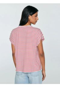 Big-Star - Koszulka damska w paski biało-czerwona Aleksa 603. Kolor: czerwony. Materiał: dzianina, bawełna, żakard. Wzór: paski #3