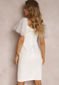 Renee - Biała Sukienka Trypheira. Kolor: biały. Materiał: bawełna, tkanina. Długość rękawa: krótki rękaw. Styl: elegancki. Długość: mini #5