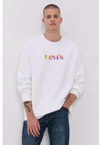 Levi's® - Levi's Bluza bawełniana męska kolor biały z nadrukiem. Okazja: na spotkanie biznesowe. Kolor: biały. Materiał: bawełna. Wzór: nadruk. Styl: biznesowy