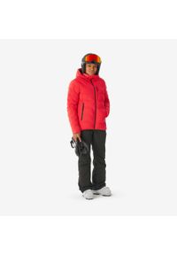 WEDZE - Kurtka narciarska damska Quechua 500 Warm. Kolor: czerwony. Materiał: włókno. Sezon: zima. Sport: narciarstwo