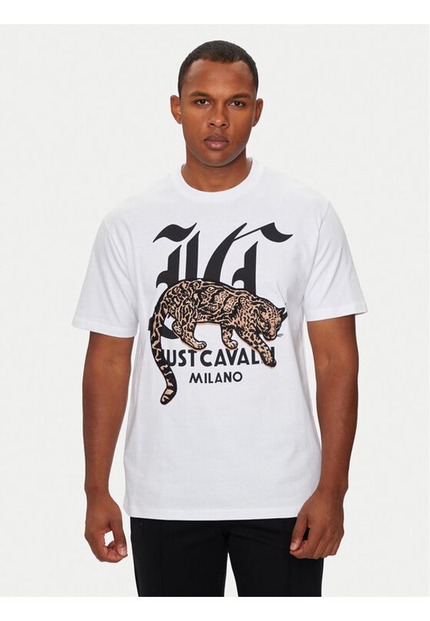 Just Cavalli T-Shirt 77OAHA02 Biały Regular Fit. Kolor: biały. Materiał: bawełna