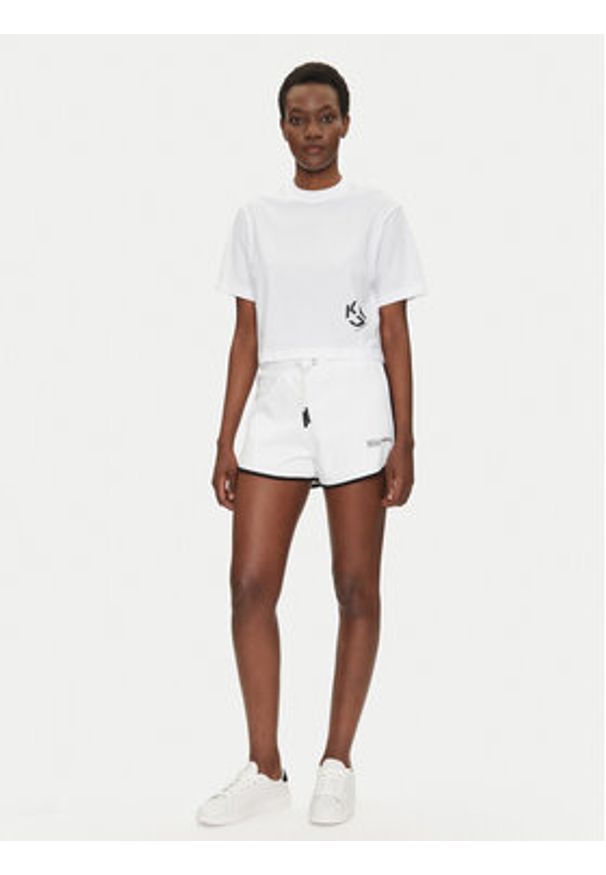 Karl Lagerfeld Jeans Szorty sportowe A2W10095 Biały Regular Fit. Kolor: biały. Materiał: bawełna