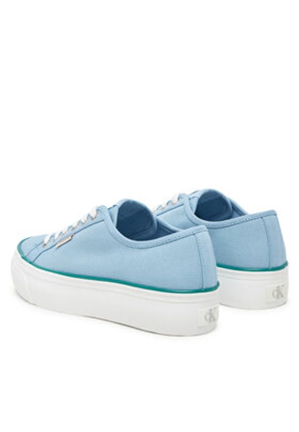 Calvin Klein Jeans Tenisówki Vulc Flatform Ctn Logo Tag YW0YW01838 Błękitny. Kolor: niebieski. Materiał: materiał