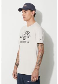 columbia - Columbia t-shirt męski kolor beżowy z nadrukiem. Okazja: na co dzień. Kolor: beżowy. Materiał: bawełna. Wzór: nadruk. Styl: casual #3