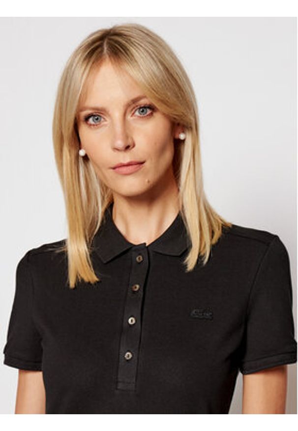Lacoste Polo PF5462 Czarny Slim Fit. Typ kołnierza: polo. Kolor: czarny. Materiał: bawełna