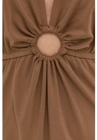 Nissa sukienka kolor brązowy midi rozkloszowana. Kolor: brązowy. Materiał: dzianina. Długość rękawa: krótki rękaw. Typ sukienki: rozkloszowane. Długość: midi #2