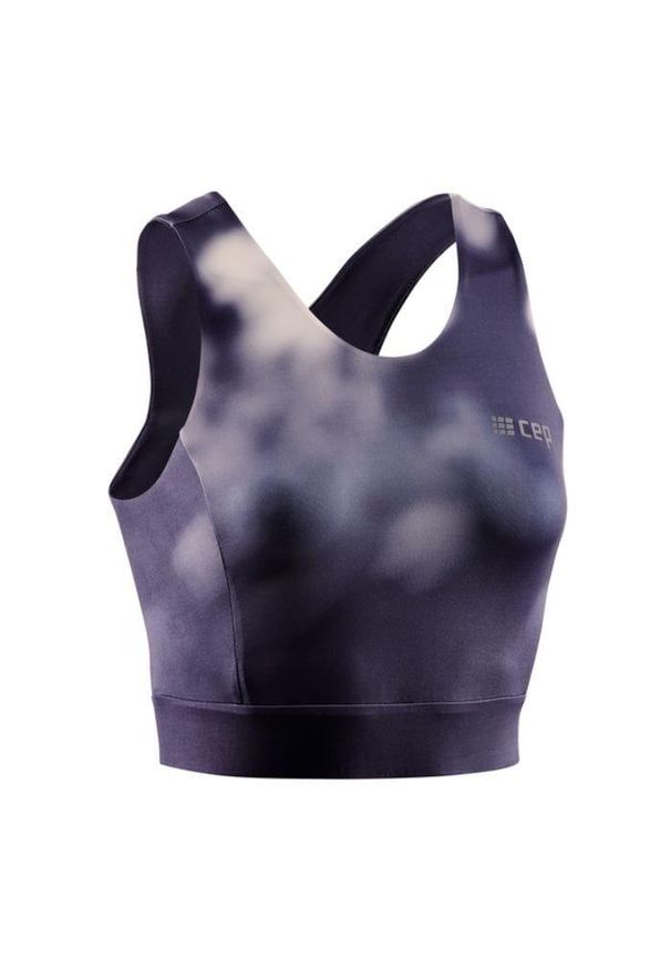 Crop Top do biegania damski CEP Bloom bezszwowy. Kolor: niebieski. Sport: bieganie, fitness