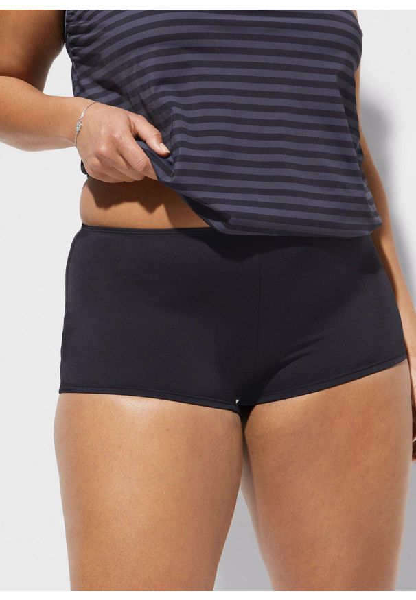 bonprix - Tankini oversize (2 części). Kolor: czarny. Długość rękawa: na ramiączkach. Wzór: paski