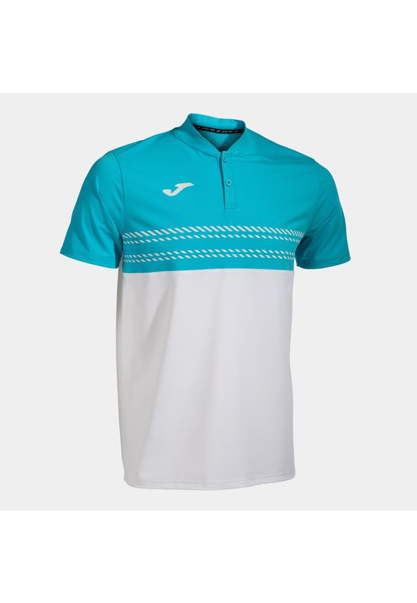 Koszulka męska Joma Smash Short Sleeve Polo white/blue XXL. Typ kołnierza: polo. Kolor: biały, niebieski, wielokolorowy. Materiał: poliester