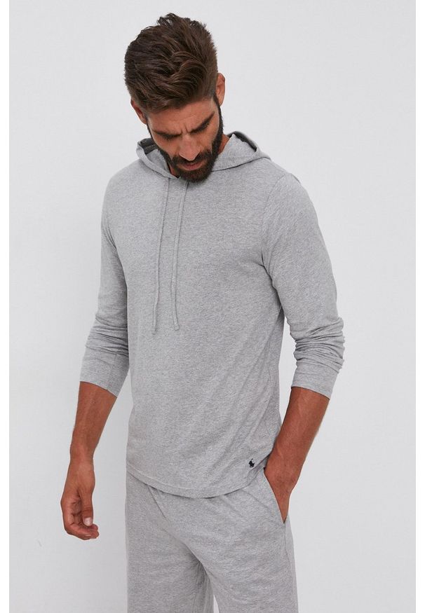 Polo Ralph Lauren - Longsleeve. Okazja: na co dzień. Typ kołnierza: polo. Kolor: szary. Materiał: dzianina. Długość rękawa: długi rękaw. Wzór: gładki. Styl: casual