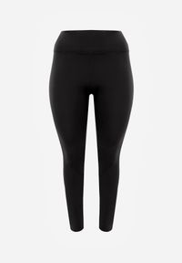 Born2be - Czarne Gładkie Legginsy z Wysokim Stanem i Panelem Podkreślającym Talię Noseno. Okazja: na co dzień. Stan: podwyższony. Kolekcja: plus size. Kolor: czarny. Długość: krótkie. Wzór: gładki. Styl: casual, sportowy #8