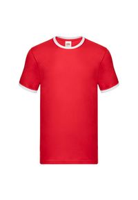 FRUIT OF THE LOOM - T-shirt Męski Ringer. Kolor: biały, czerwony, wielokolorowy