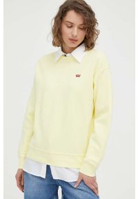 Levi's® - Levi's bluza bawełniana damska kolor żółty z aplikacją. Okazja: na spotkanie biznesowe. Kolor: żółty. Materiał: bawełna. Długość rękawa: długi rękaw. Długość: długie. Wzór: aplikacja. Styl: biznesowy, klasyczny #1