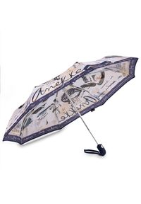 Granatowy Składany Damski Parasol Anekke. Kolor: niebieski. Materiał: materiał #3
