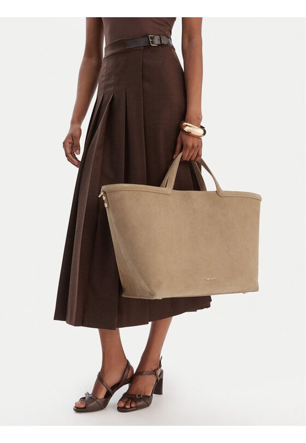 Gino Rossi - GINO ROSSI Torebka EO-LA224-19153A Beżowy. Kolor: beżowy. Materiał: zamszowe, skórzane