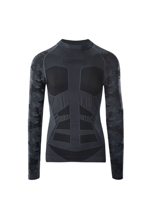 Koszulka termoaktywna Magnum Camo Top, męska - szara, Rozmiar S. Kolor: szary. Materiał: elastan, włókno, poliamid, syntetyk, materiał, skóra