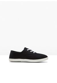 bonprix - Sneakersy z bawełnianego płótna. Kolor: czarny. Materiał: bawełna. Sezon: lato #1