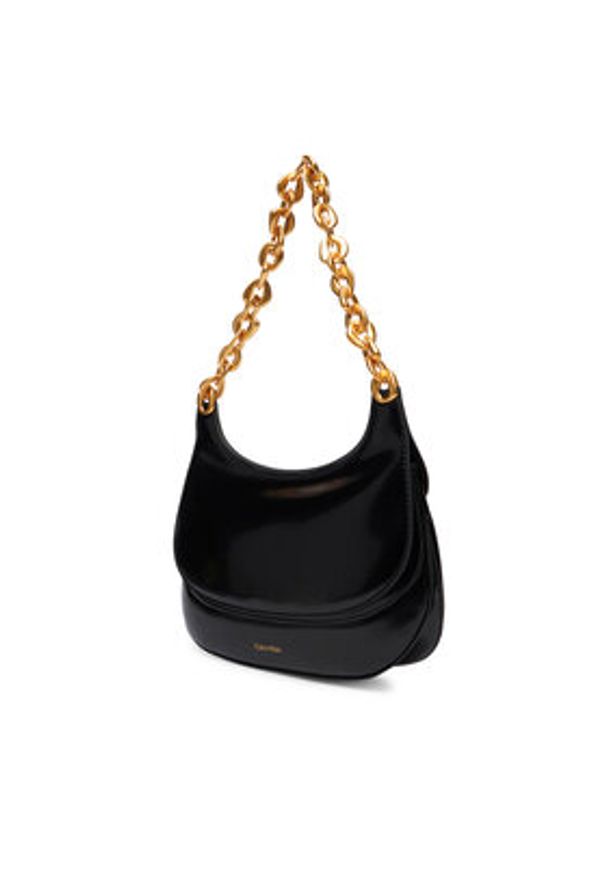 Calvin Klein Torebka Chain Shoulder Bag LV04F3403G Czarny. Kolor: czarny. Materiał: skórzane