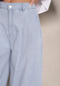Renee - Jasnoniebieskie Szerokie Jeansy z Bawełny High Waist Cohna. Okazja: na co dzień. Stan: podwyższony. Kolor: niebieski. Sezon: lato, wiosna. Styl: sportowy, casual #4