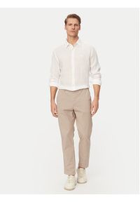 BOSS Koszula Relegant 50567579 Biały Regular Fit. Kolor: biały. Materiał: len #5